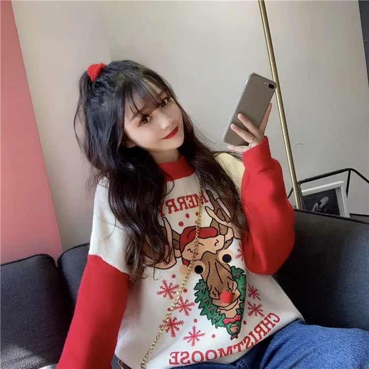 2023 Christmas Knit Sweater Women Red Base Petite Winter Wear — feature 9