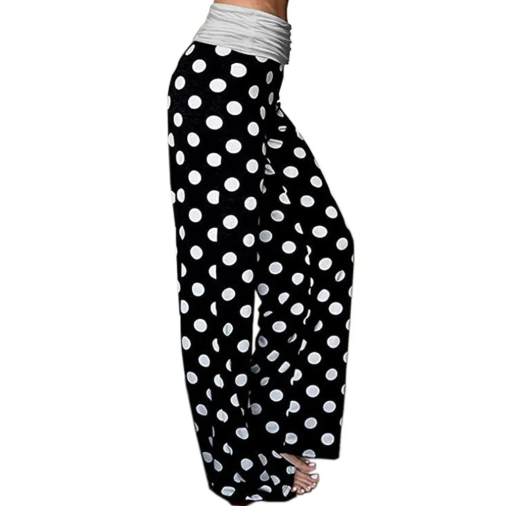 Women's Black Polka Dot Wide Leg Pants - Image 3