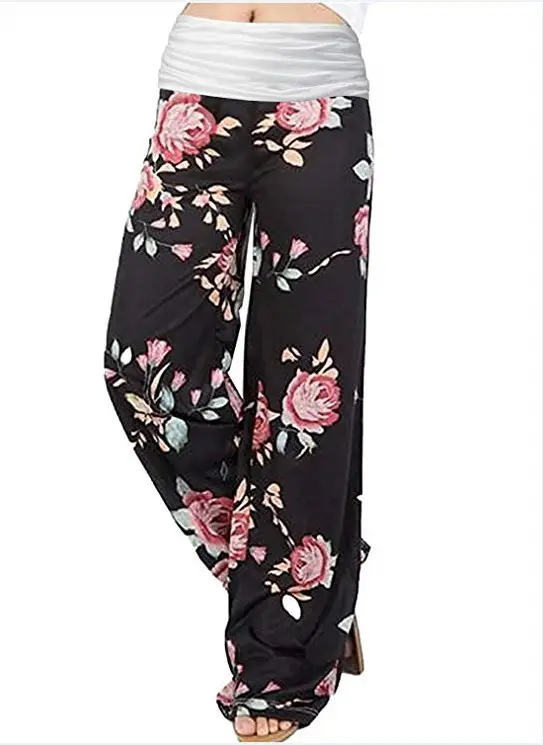 Women's Black Polka Dot Wide Leg Pants - Image 4