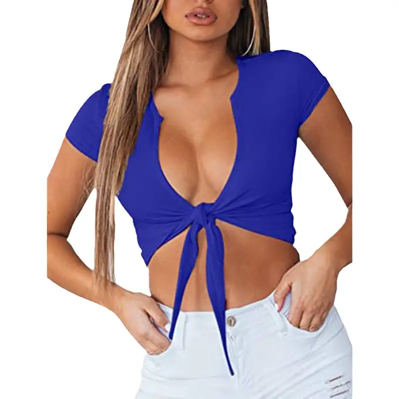 Red Knotted High Neck Vest Top for Women