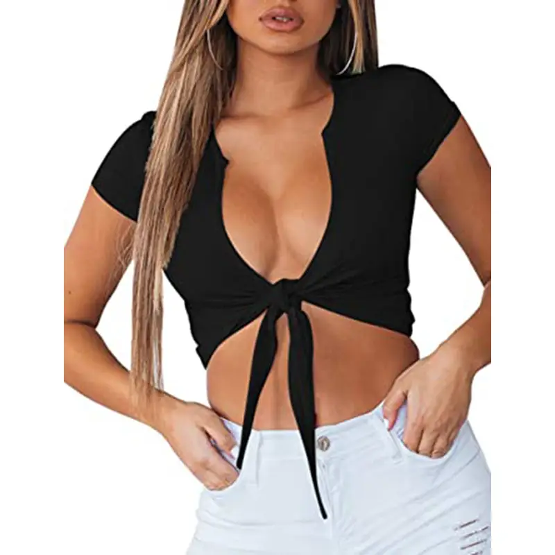 Red Knotted High Neck Vest Top for Women