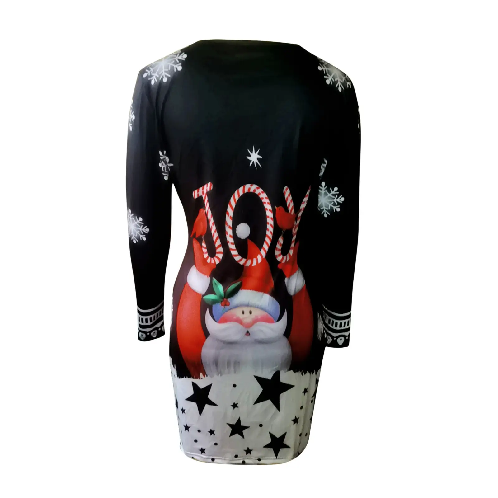 2022 Christmas Printed Long Sleeve Crewneck Turtleneck Hip Dress - Image 7