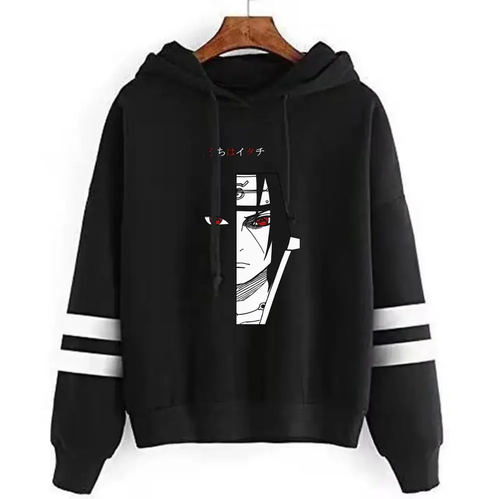 Naruto Graphic Hoodie for Men White Black Stripes - Image 3