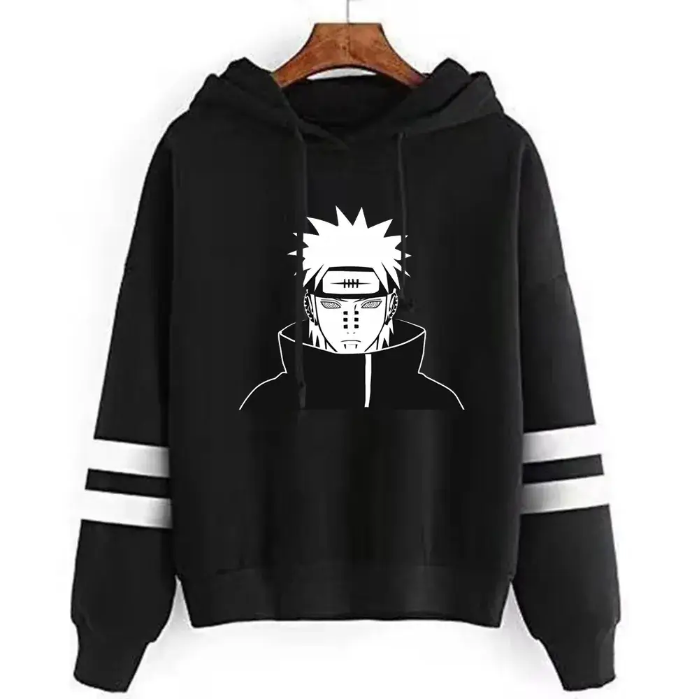 Naruto Graphic Hoodie for Men White Black Stripes - Image 8