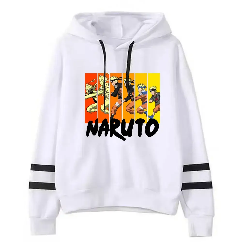 Naruto Graphic Hoodie for Men White Black Stripes - Image 16