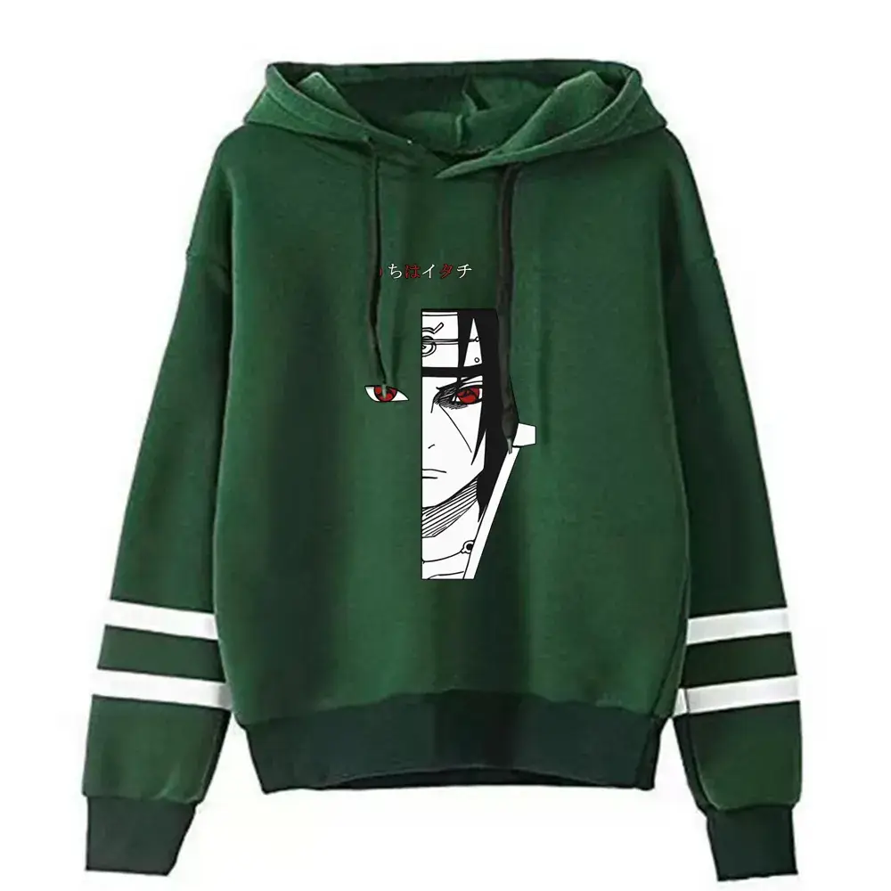 Naruto Graphic Hoodie for Men White Black Stripes - Image 4