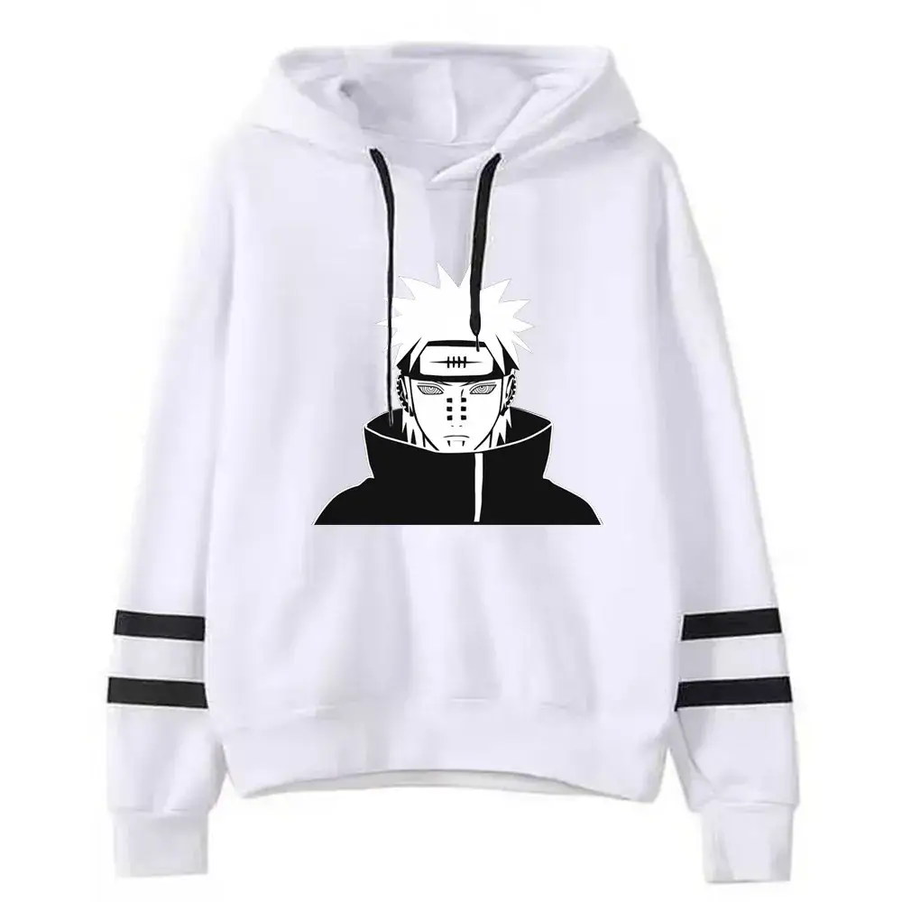 Naruto Graphic Hoodie for Men White Black Stripes - Image 6