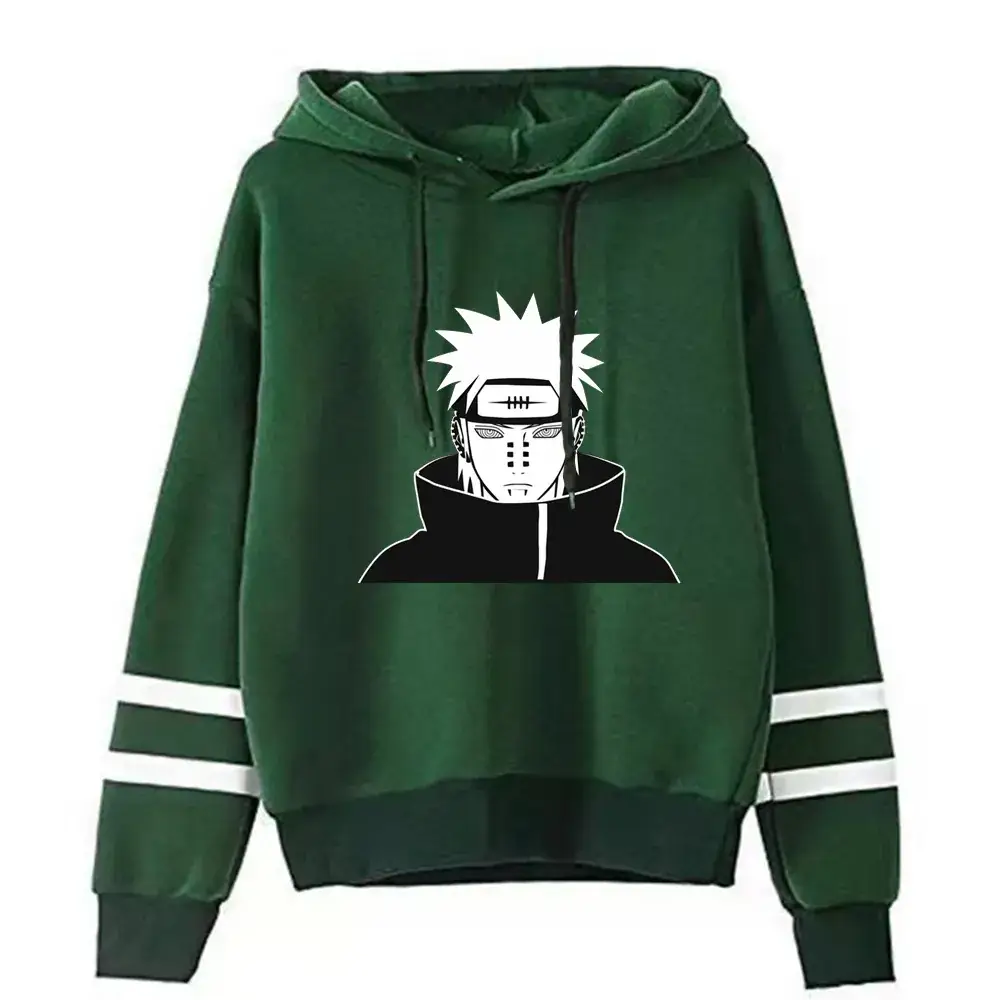 Naruto Graphic Hoodie for Men White Black Stripes - Image 9