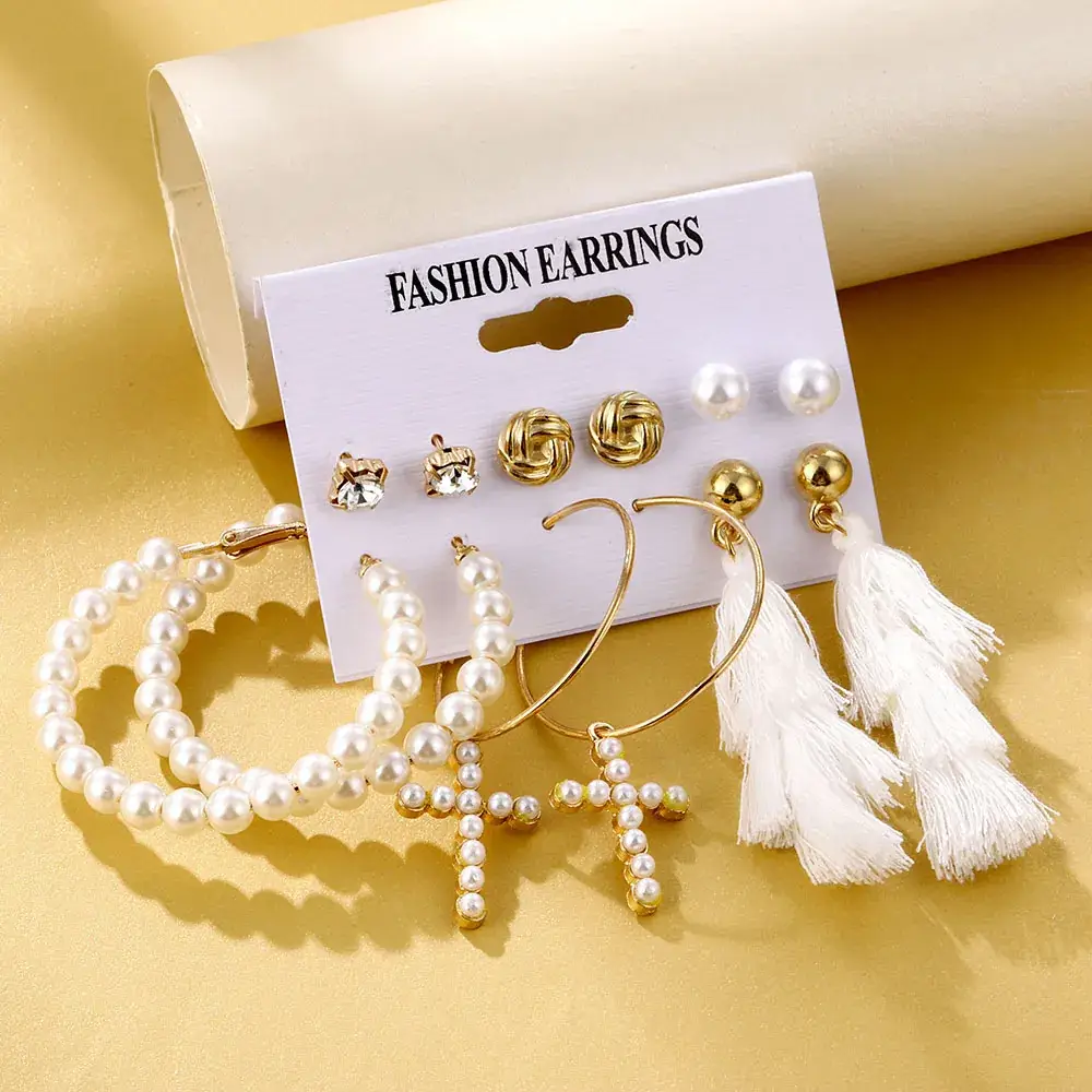 Cross-Border Earring Set with Pearl & Tassel Design - Image 18