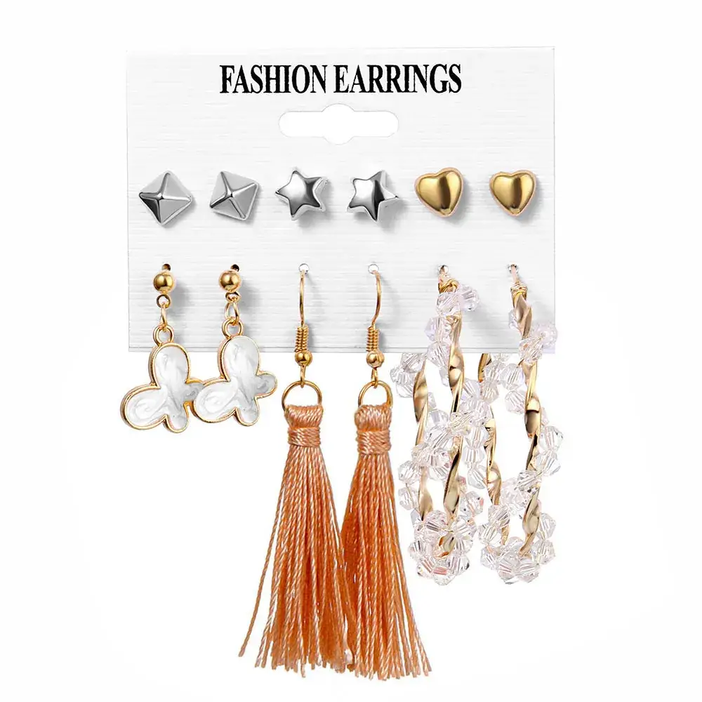 Cross-Border Earring Set with Pearl & Tassel Design - Image 2