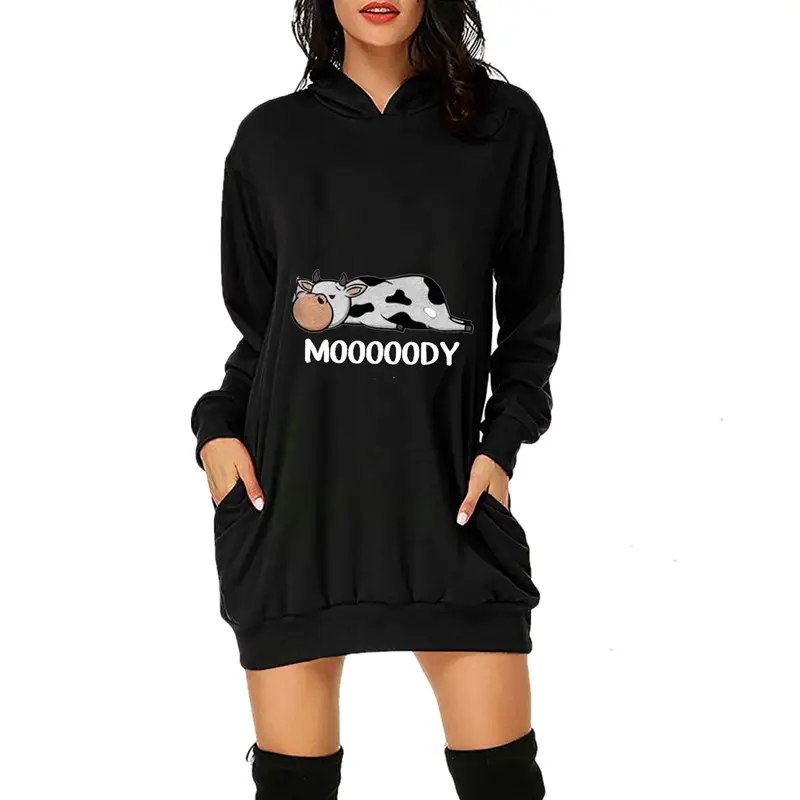 Women Printed Hoodie Sweatshirt Set Loose Fit Casual Wear - Image 4