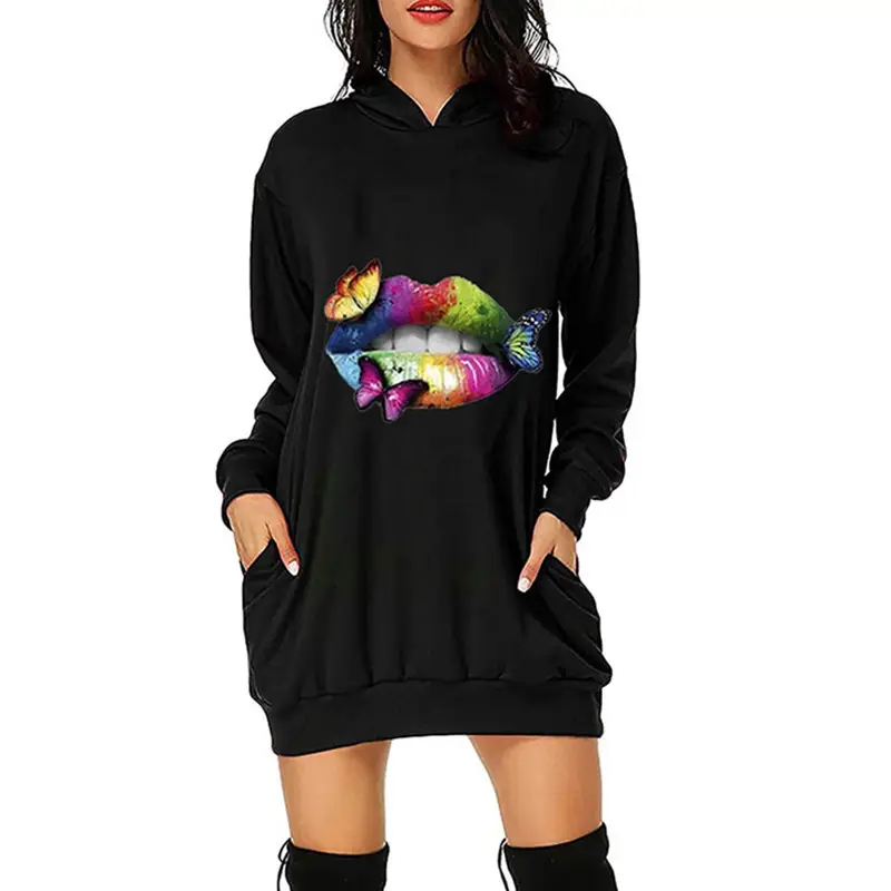 Women Printed Hoodie Sweatshirt Set Loose Fit Casual Wear - Image 6