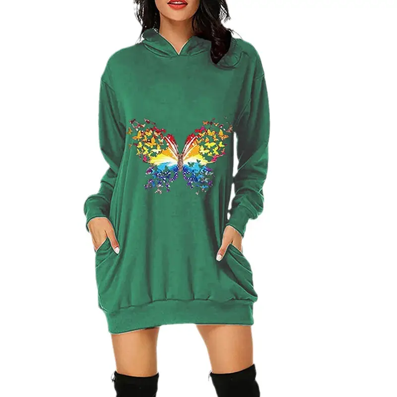 Women Printed Hoodie Sweatshirt Set Loose Fit Casual Wear - Image 7