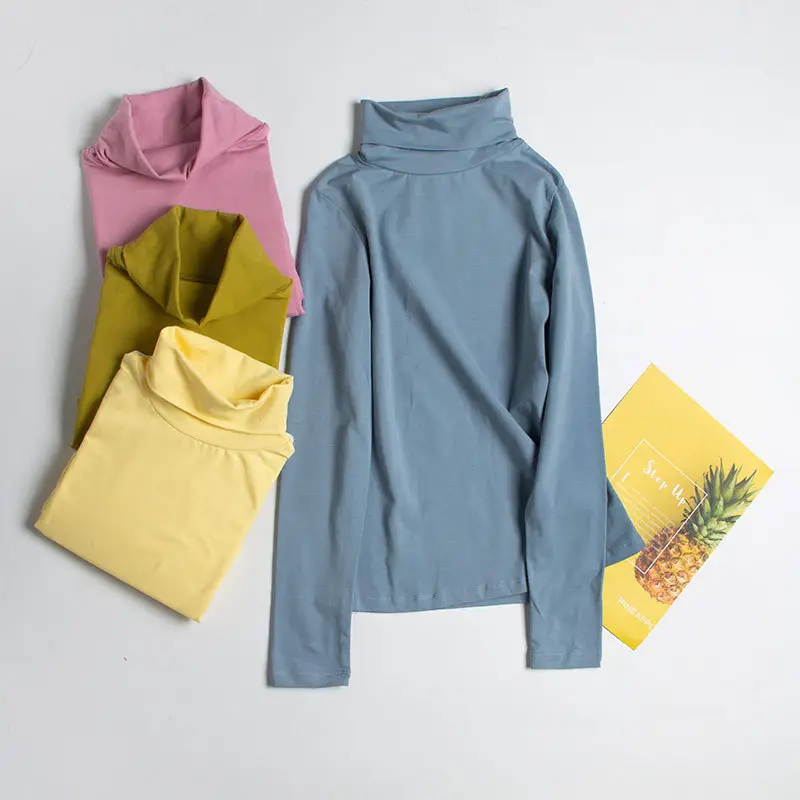 2023 Women Grey High Neck Long Sleeve T-Shirt - Image 11