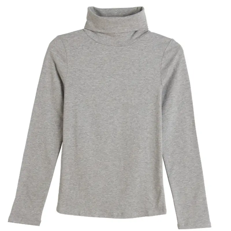 2023 Women Grey High Neck Long Sleeve T-Shirt - Image 2