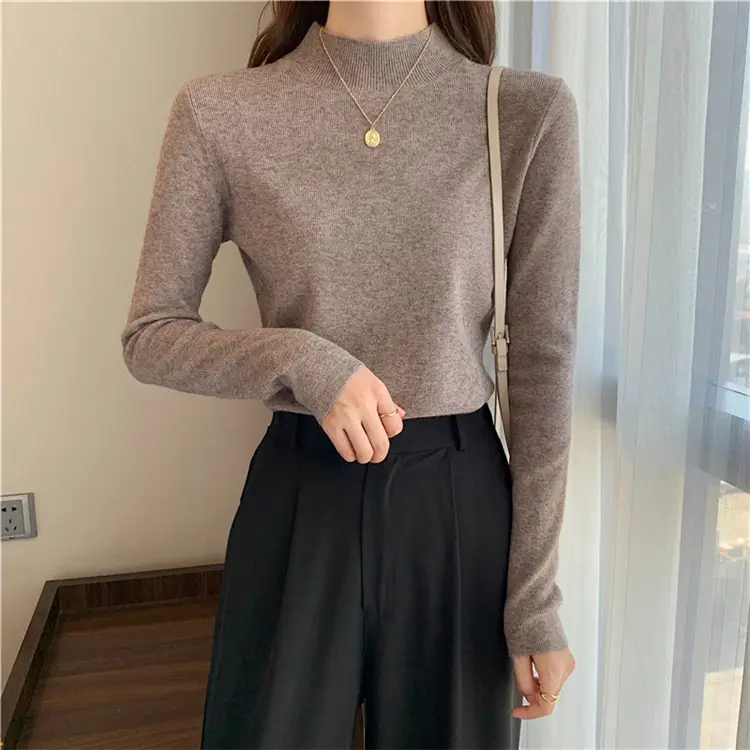 Women's Black Half Turtleneck Sweater with Chain Crossbody — feature 14