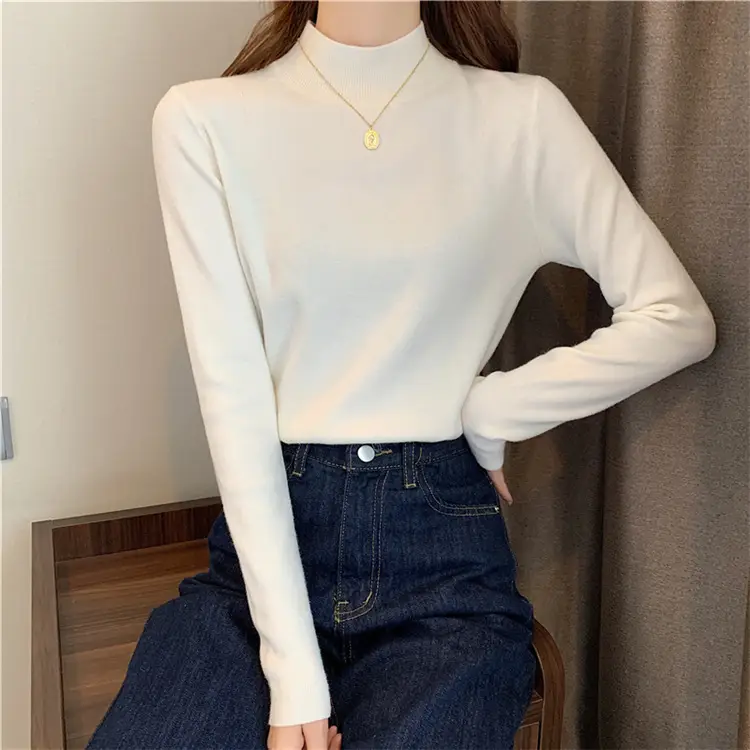 Women's Black Half Turtleneck Sweater with Chain Crossbody — feature 15
