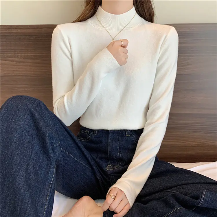 Women's Black Half Turtleneck Sweater with Chain Crossbody — feature 16
