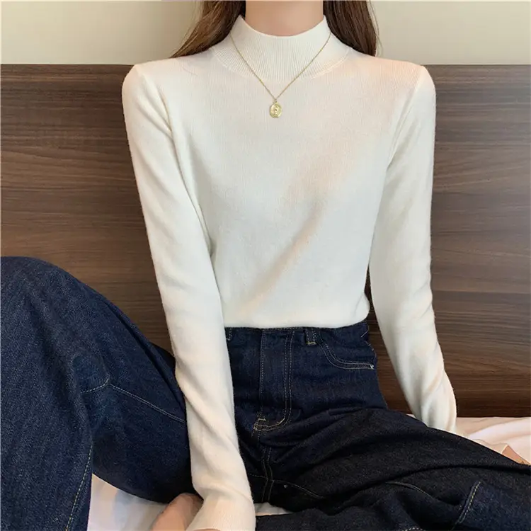 Women's Black Half Turtleneck Sweater with Chain Crossbody — feature 18