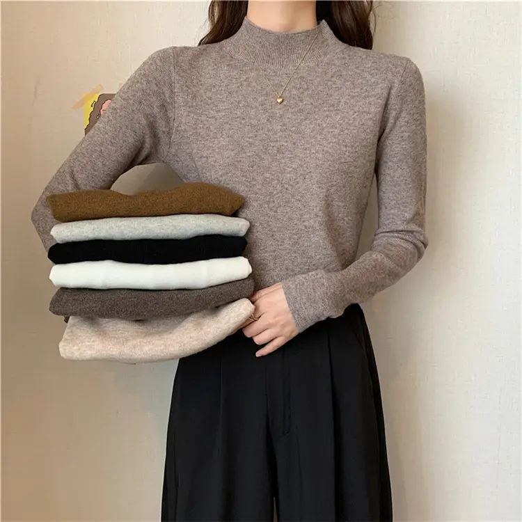 Women's Black Half Turtleneck Sweater with Chain Crossbody — feature 2