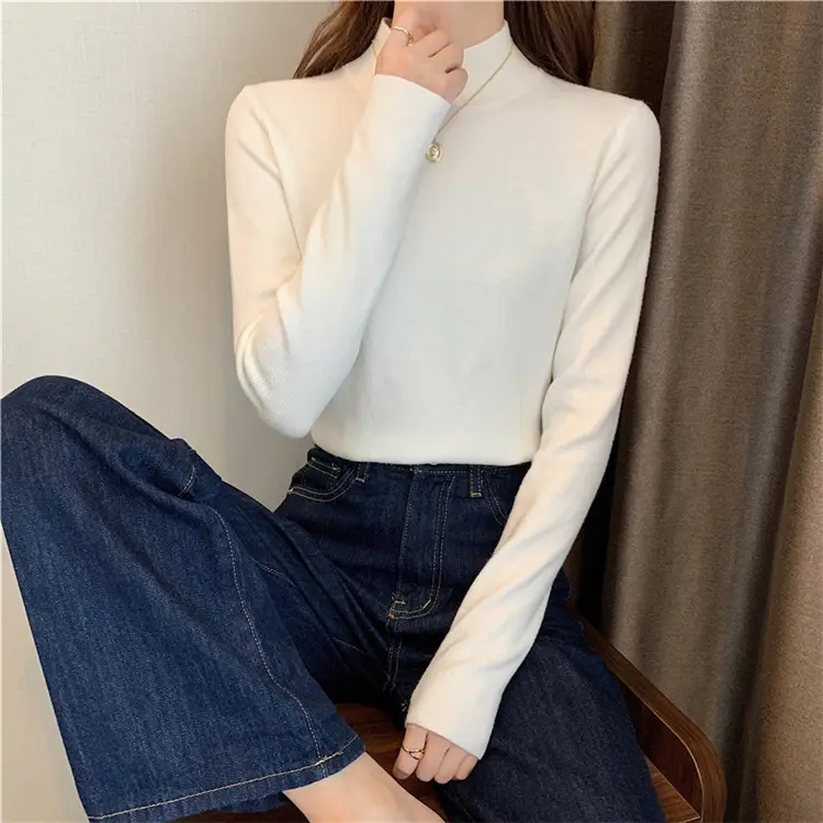 Women's Black Half Turtleneck Sweater with Chain Crossbody — feature 20
