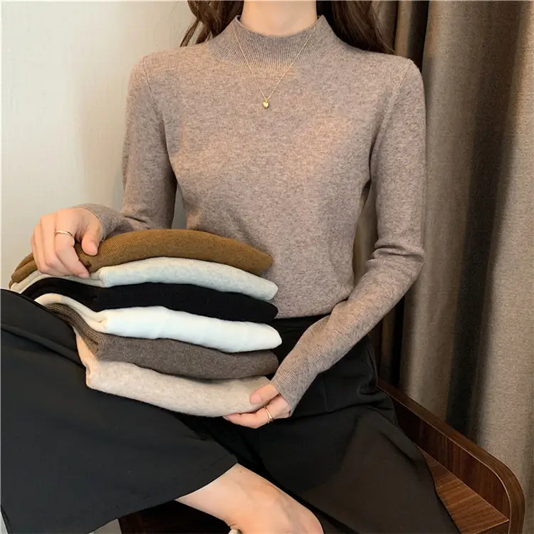 Women's Black Half Turtleneck Sweater with Chain Crossbody — feature 3