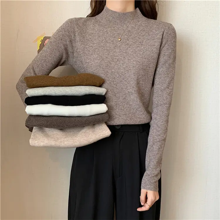 Women's Black Half Turtleneck Sweater with Chain Crossbody — feature 4
