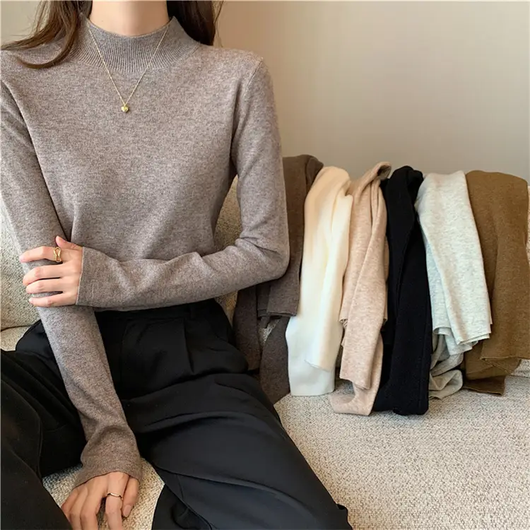 Women's Black Half Turtleneck Sweater with Chain Crossbody — feature 6