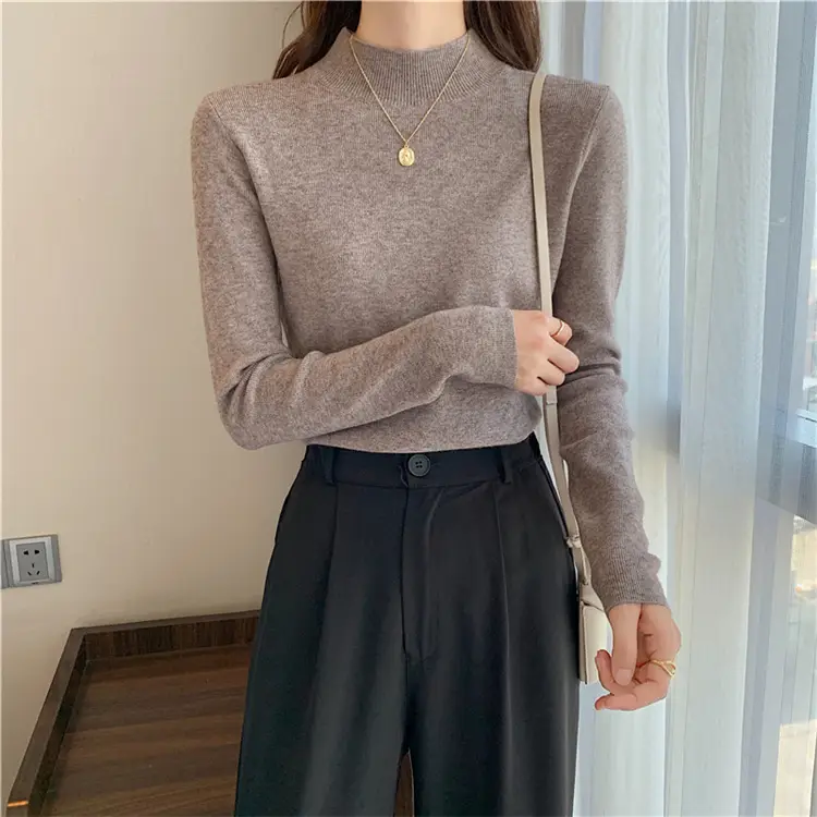Women's Black Half Turtleneck Sweater with Chain Crossbody — feature 9