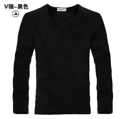 Men's White Loose Fleece Lined T-Shirt Round Neck Long Sleeve - Image 4