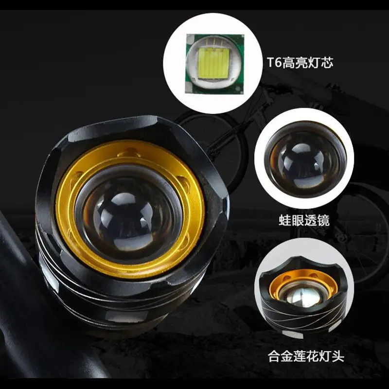 USB Rechargeable Mountain Bike Headlight Black