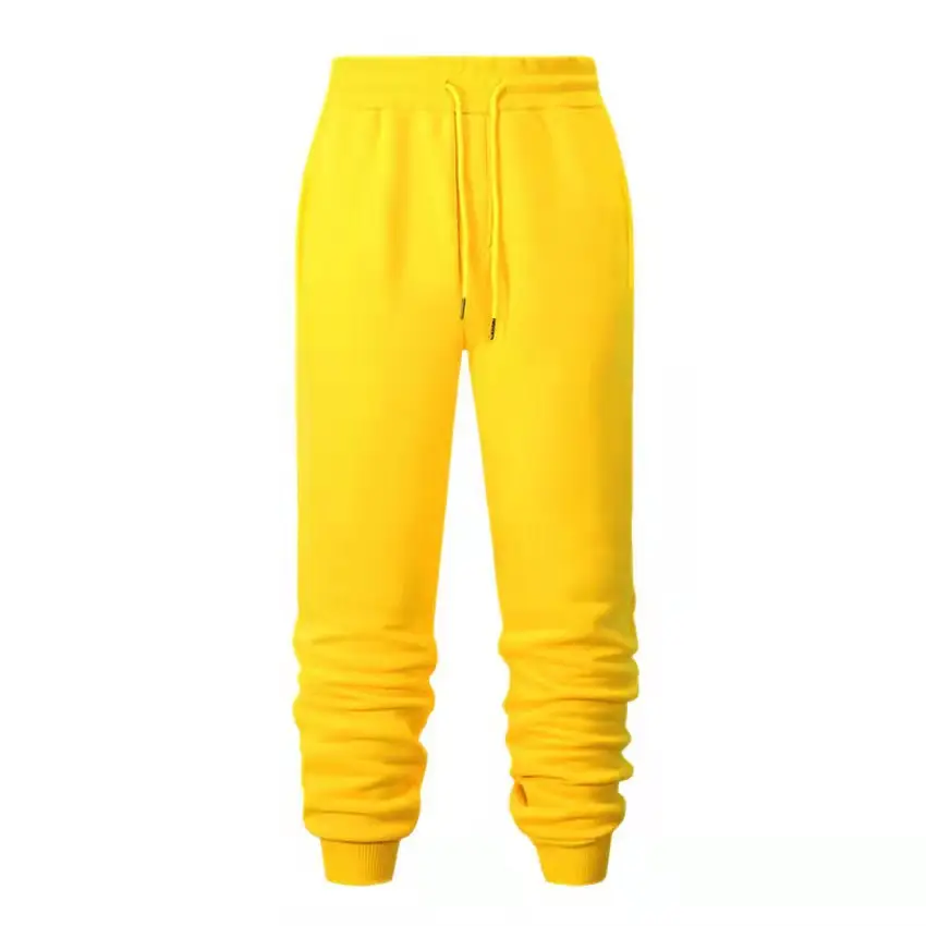 Men Fleece Lined Sweatpants Beige Winter Casual - Image 3