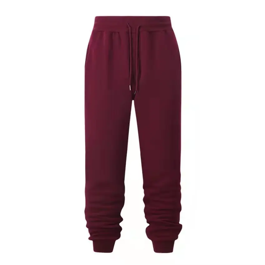Men Fleece Lined Sweatpants Beige Winter Casual - Image 10