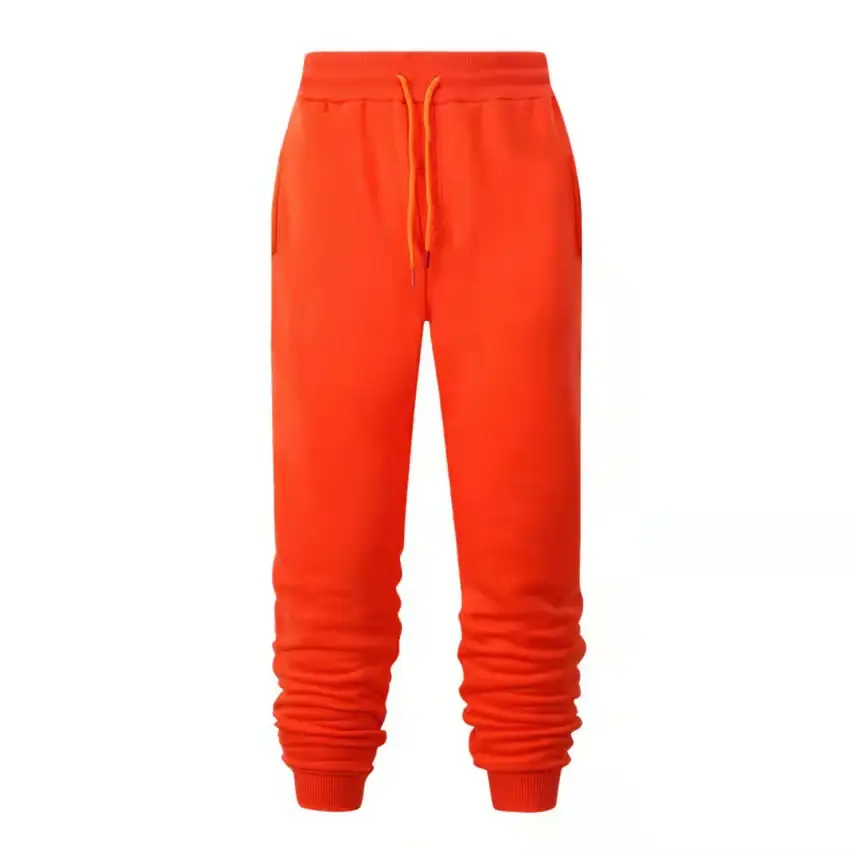 Men Fleece Lined Sweatpants Beige Winter Casual - Image 11
