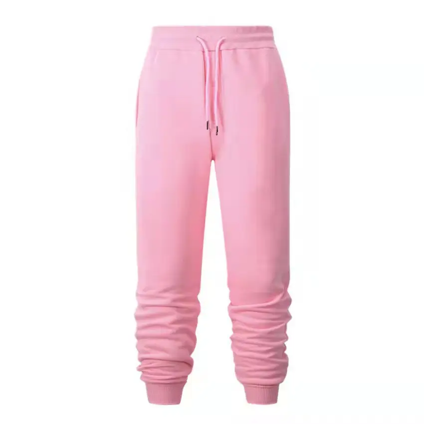 Men Fleece Lined Sweatpants Beige Winter Casual - Image 13