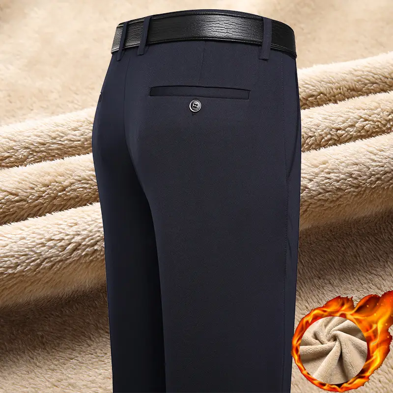 Men's Slim Fit Navy Blue Elastic Waist Pants - Image 2