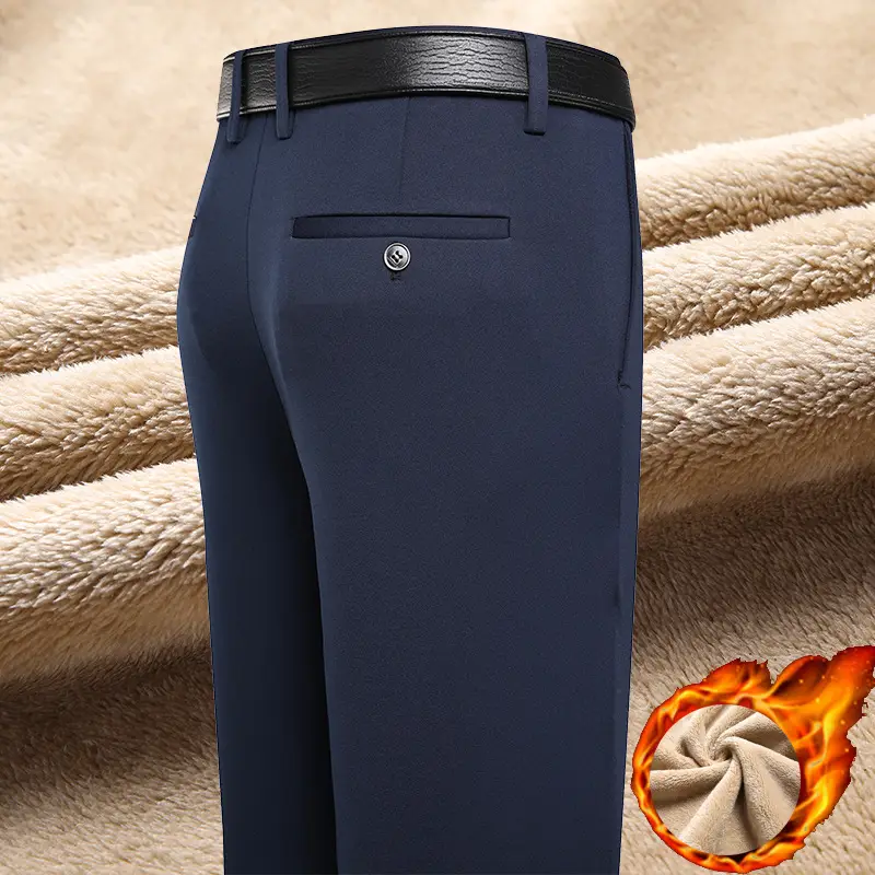 Men's Slim Fit Navy Blue Elastic Waist Pants - Image 3