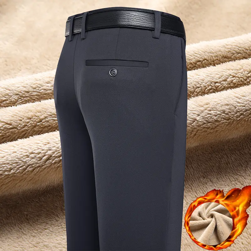 Men's Slim Fit Navy Blue Elastic Waist Pants - Image 4