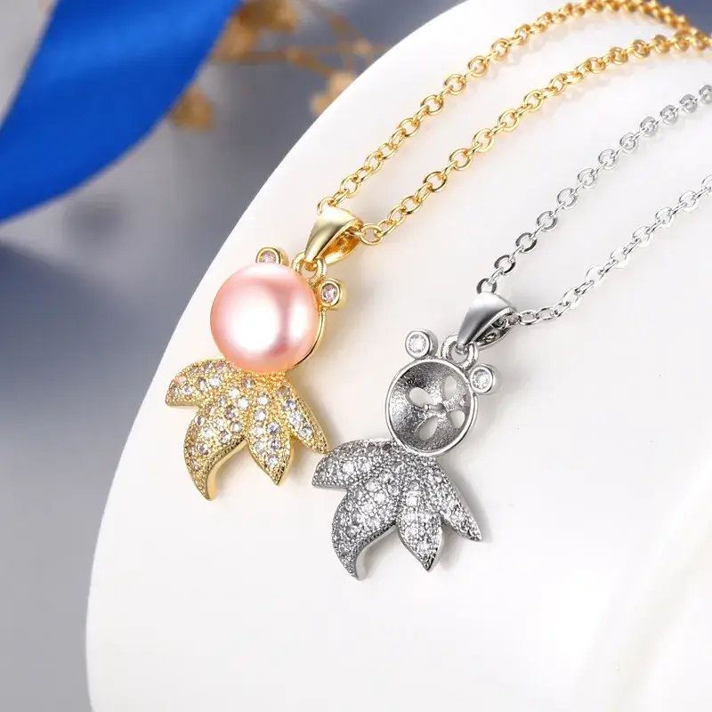 Korean Fashion Pearl Goldfish Pendant Necklace - Image 8