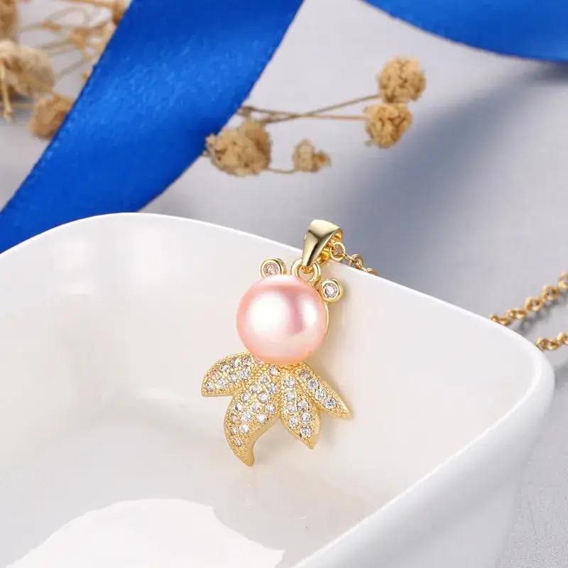 Korean Fashion Pearl Goldfish Pendant Necklace - Image 9