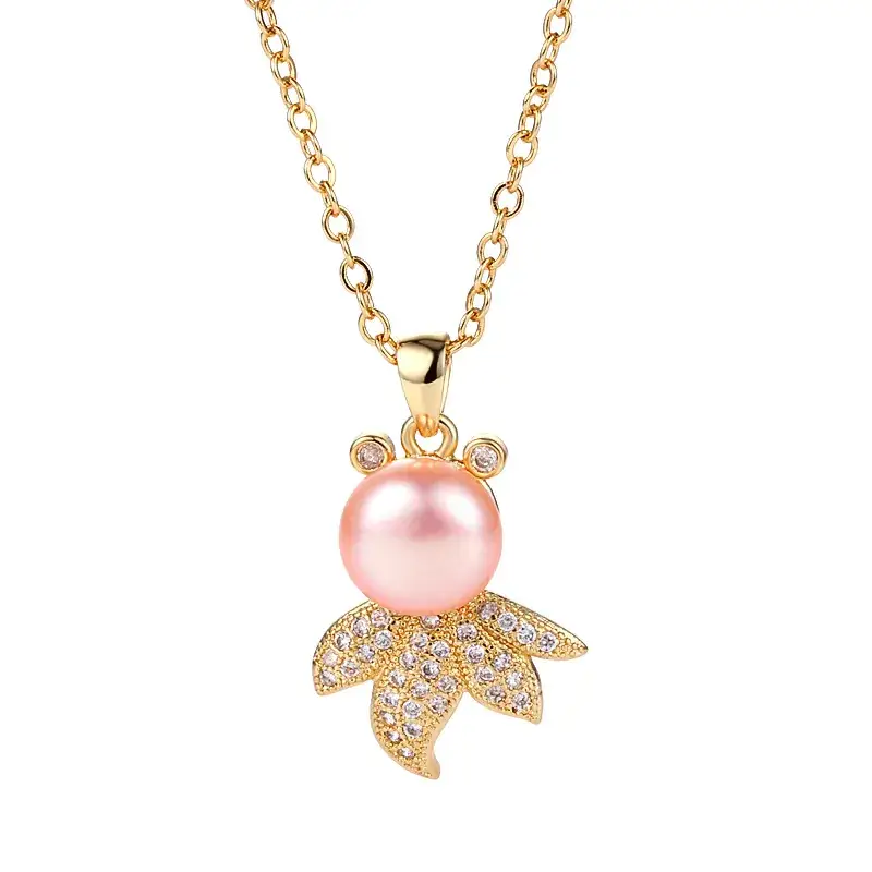 Korean Fashion Pearl Goldfish Pendant Necklace - Image 11