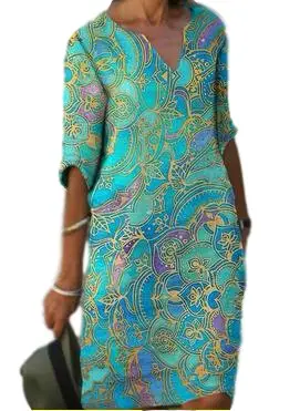 2024 Printed V-Neck Plus Size Shirt Dress - Image 4