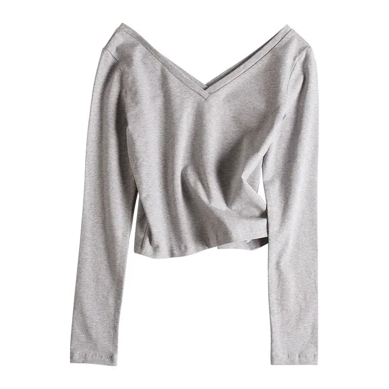 Women White V-Neck Long Sleeve Top Winter Casual - Image 2