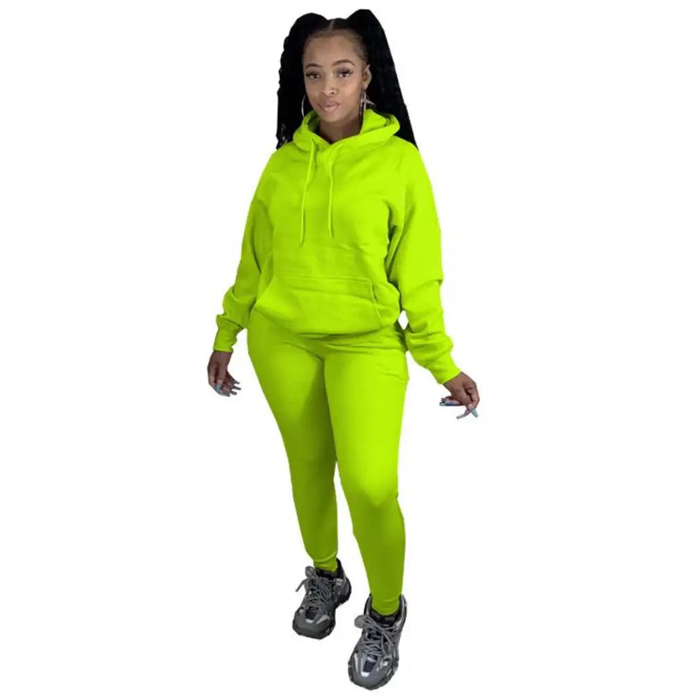 Ladies Velvet Sports Suit 2-Piece Neon Solid Color - Image 11