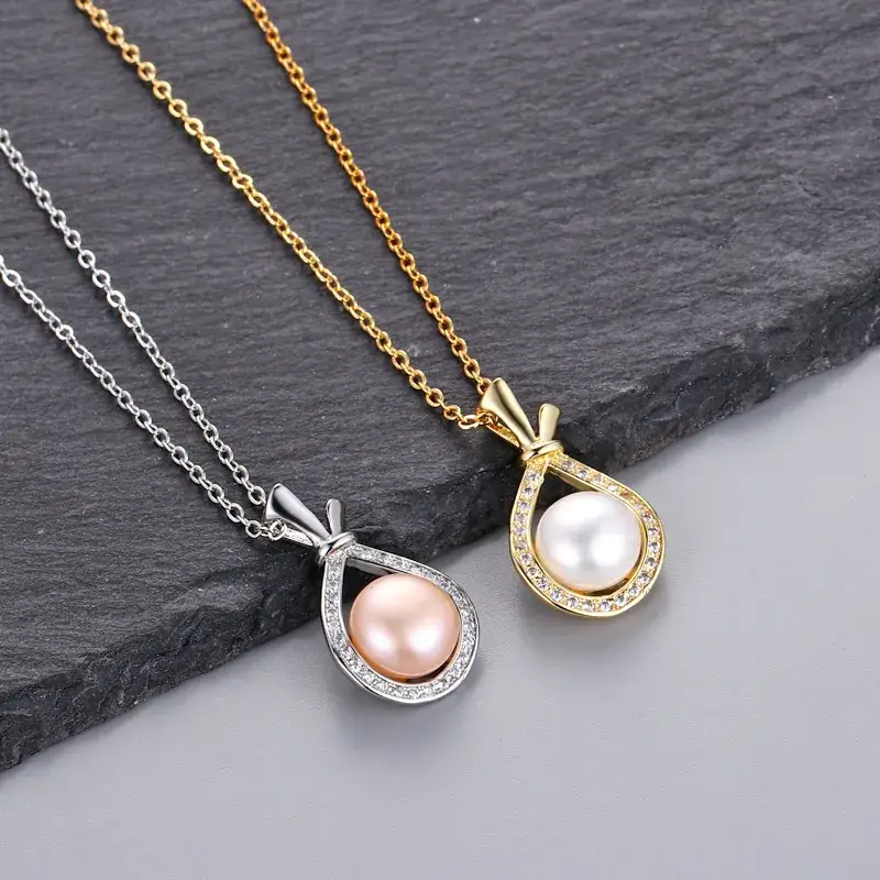 Gold Pearl Pendant Necklace for Women - Image 8
