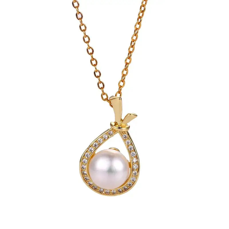 Gold Pearl Pendant Necklace for Women - Image 11
