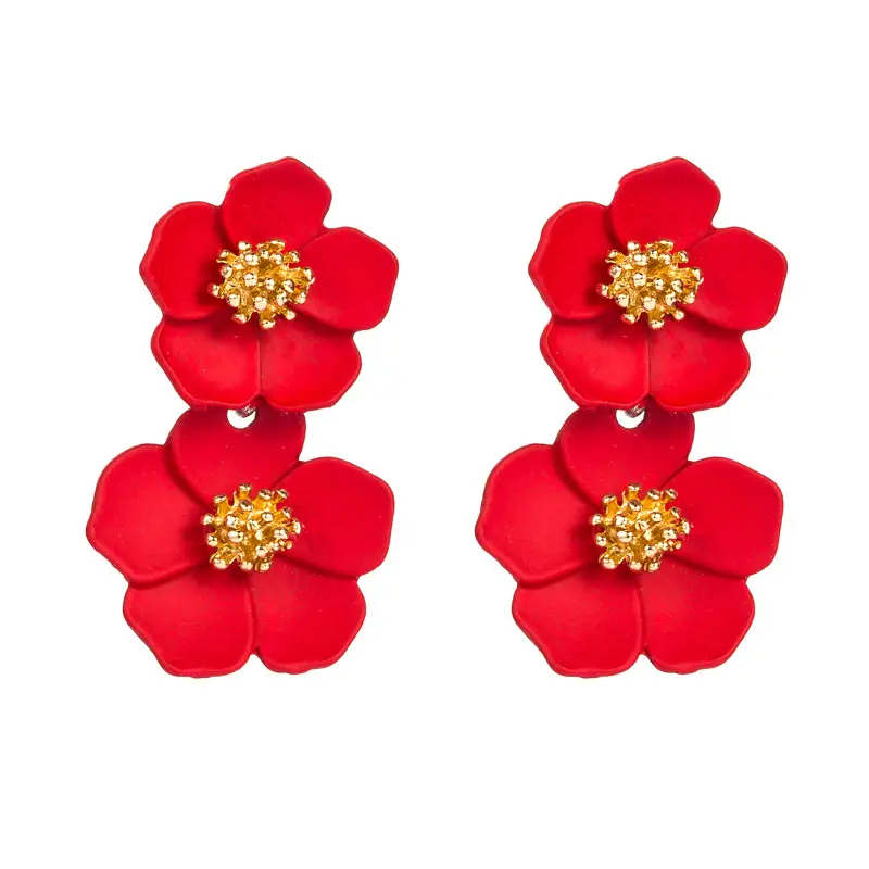 Black Flower Earrings for Women Silver Pin Earrings - Image 10