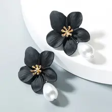 Black Flower Earrings for Women Silver Pin Earrings — feature 13
