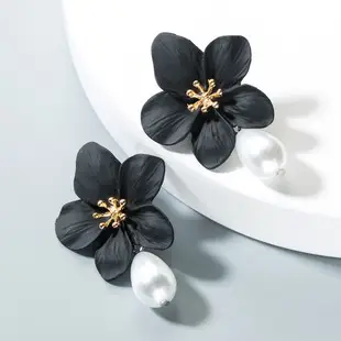 Black Flower Earrings for Women Silver Pin Earrings — feature 21