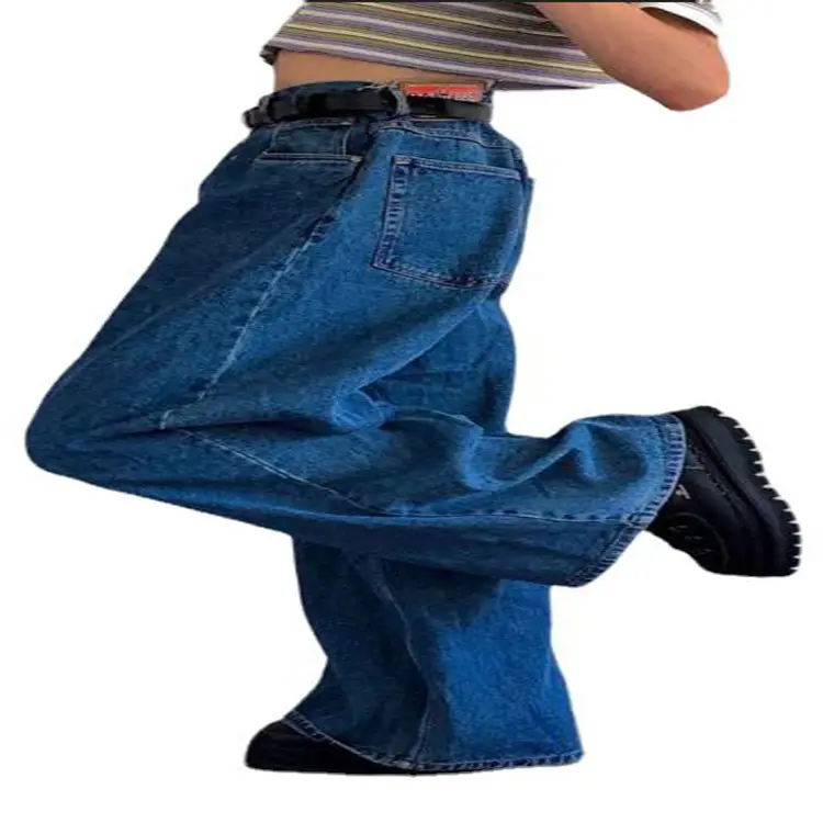 2021 Wide Leg Blue Denim Pants High Waist Classic Fit - Image 7